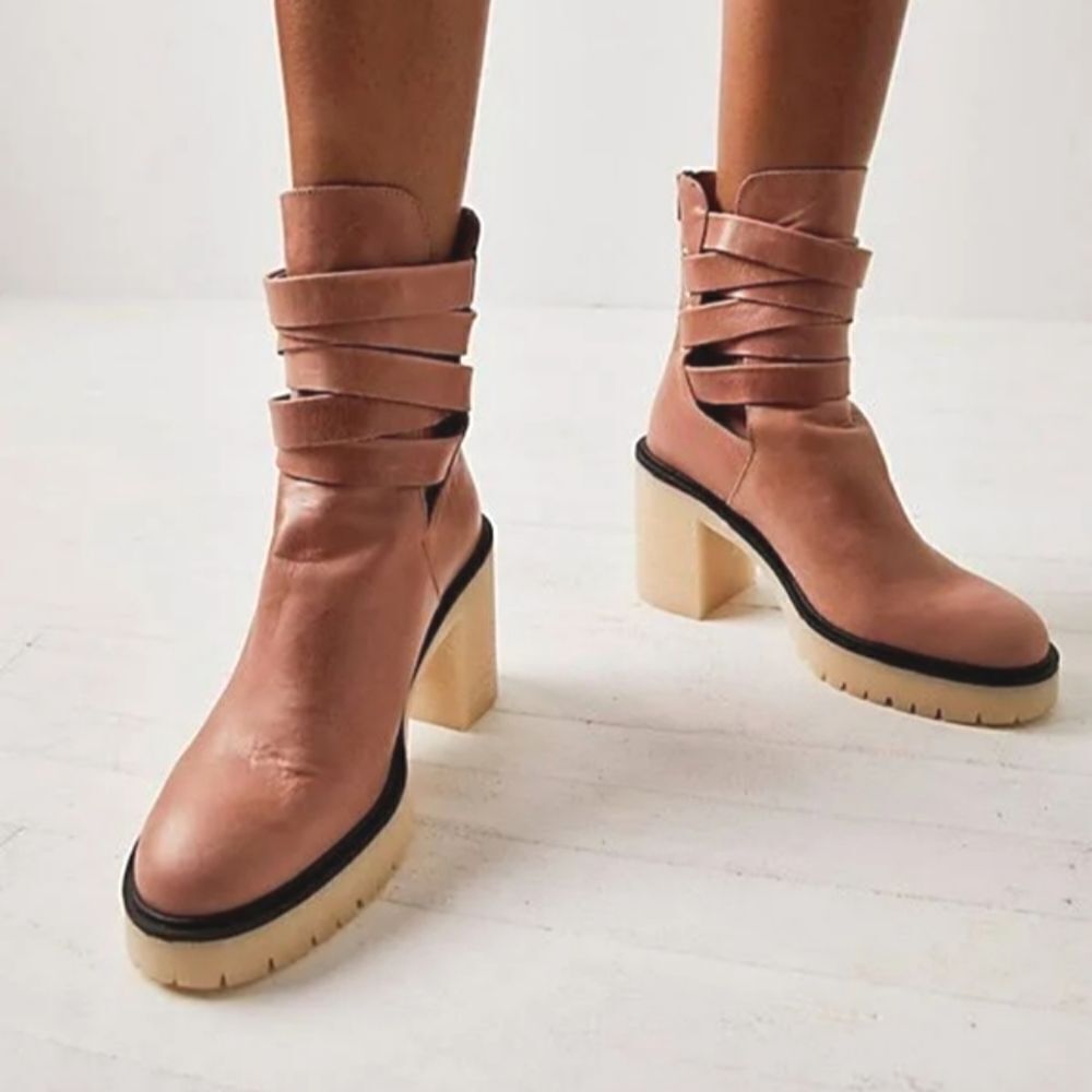 Free People Jesse Cutout Platform Boot Womens Size 38 English Tan